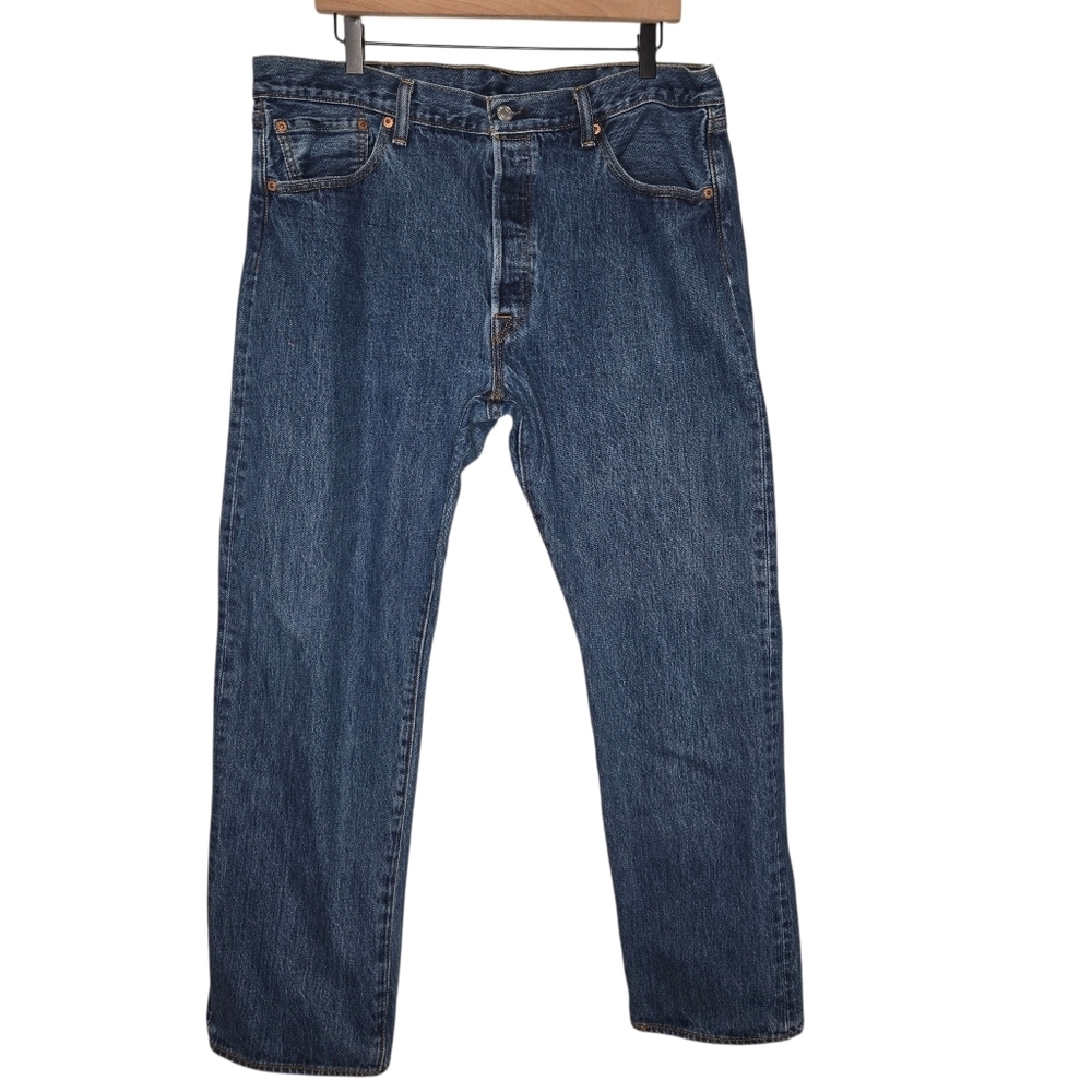 Levi's 501 Mens Dark Wash Buttonfly Straight Leg Denim Jeans Size 38 x 30